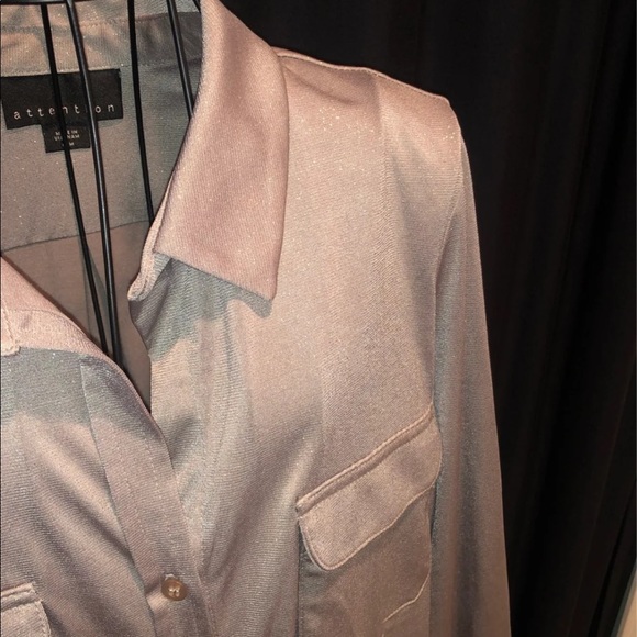 attention Tops - Ladies blouse with tiny silver sparkles woven in the material